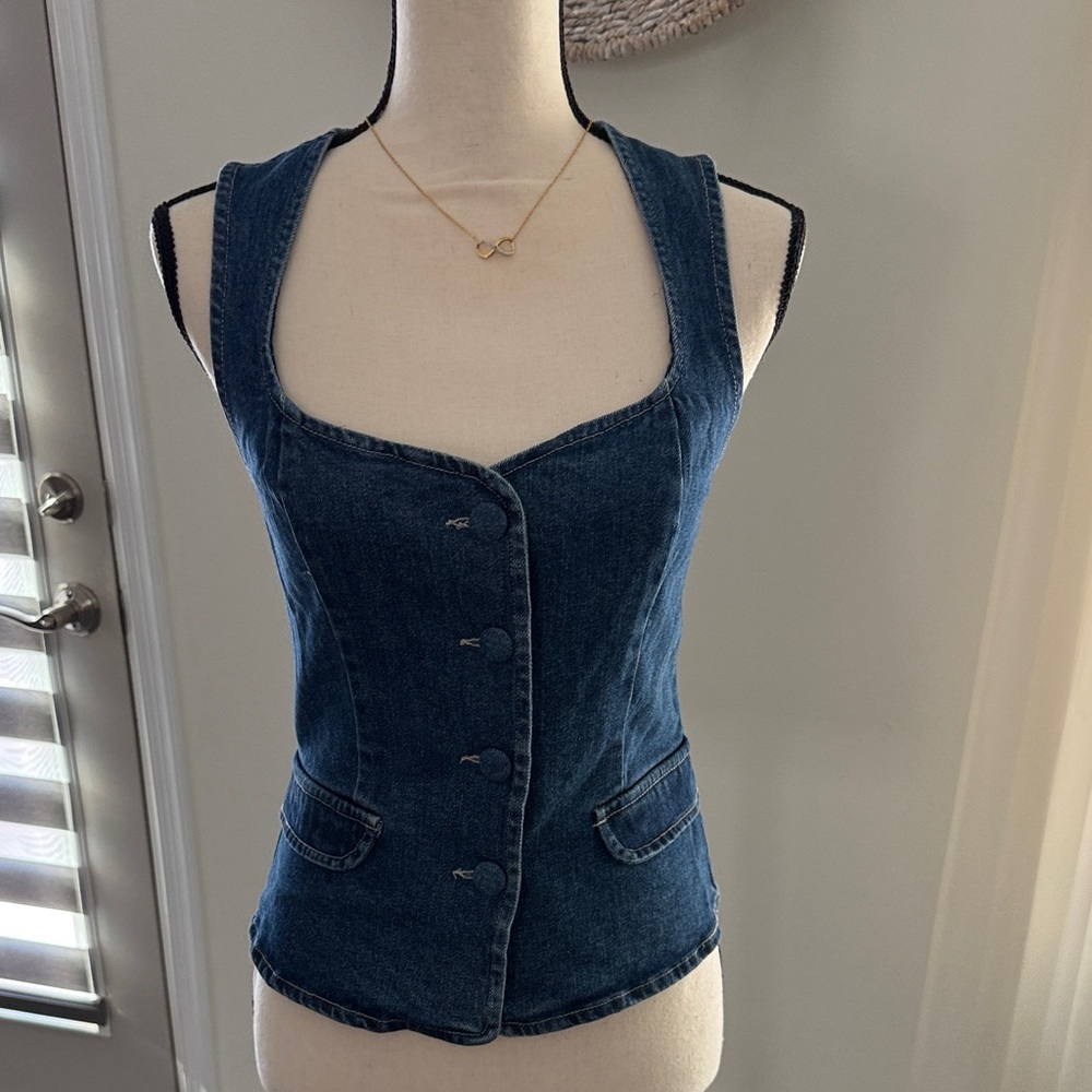 Forever 21 Blue Denim Button-Up Top